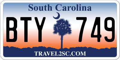 SC license plate BTY749