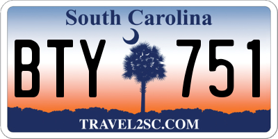 SC license plate BTY751