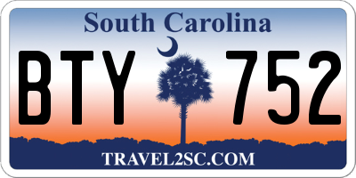 SC license plate BTY752