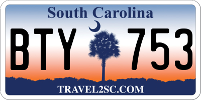 SC license plate BTY753