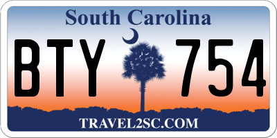 SC license plate BTY754