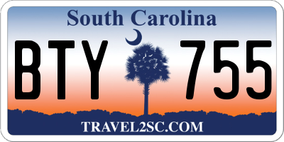 SC license plate BTY755