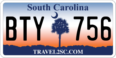 SC license plate BTY756