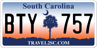 SC license plate BTY757