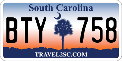 SC license plate BTY758