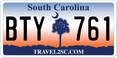 SC license plate BTY761