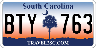 SC license plate BTY763