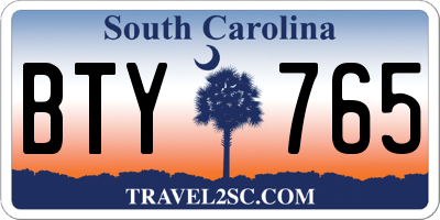 SC license plate BTY765