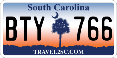 SC license plate BTY766