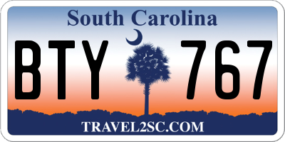 SC license plate BTY767