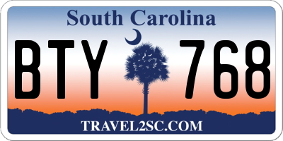 SC license plate BTY768