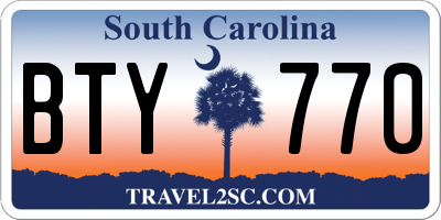 SC license plate BTY770