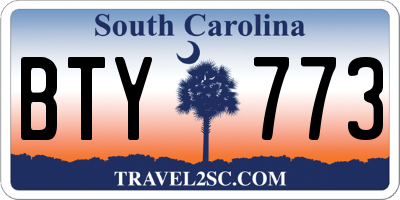 SC license plate BTY773