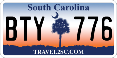SC license plate BTY776