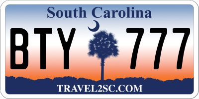 SC license plate BTY777