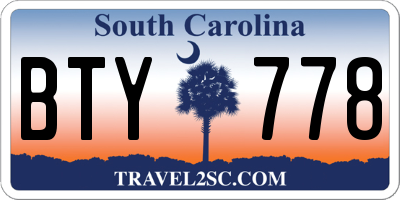 SC license plate BTY778