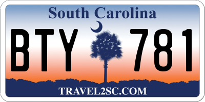 SC license plate BTY781