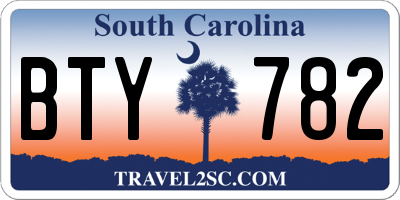 SC license plate BTY782