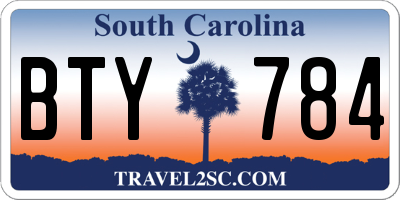 SC license plate BTY784