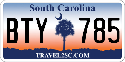 SC license plate BTY785