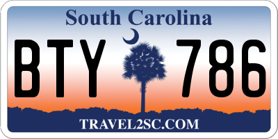 SC license plate BTY786