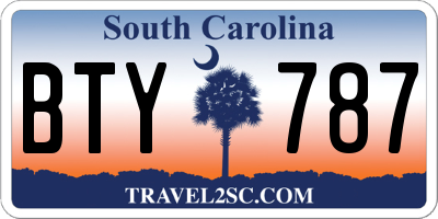SC license plate BTY787