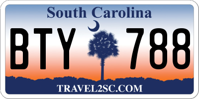 SC license plate BTY788