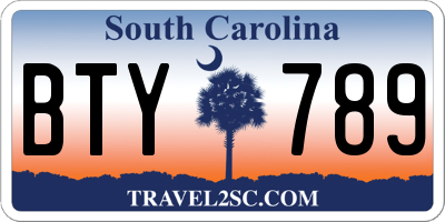 SC license plate BTY789