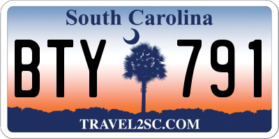 SC license plate BTY791
