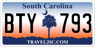 SC license plate BTY793