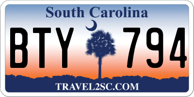 SC license plate BTY794