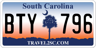 SC license plate BTY796