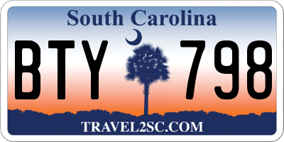 SC license plate BTY798