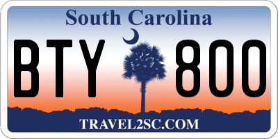 SC license plate BTY800