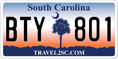 SC license plate BTY801