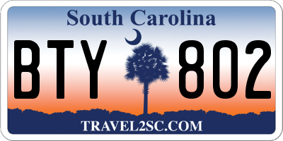 SC license plate BTY802