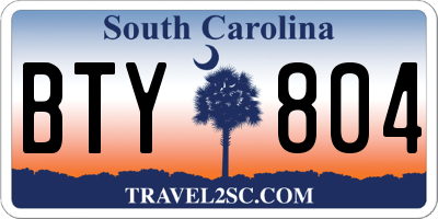 SC license plate BTY804