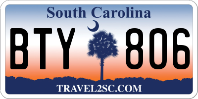 SC license plate BTY806