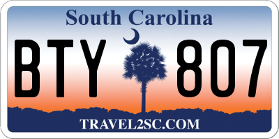 SC license plate BTY807