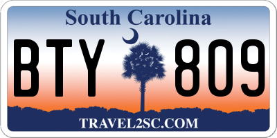 SC license plate BTY809