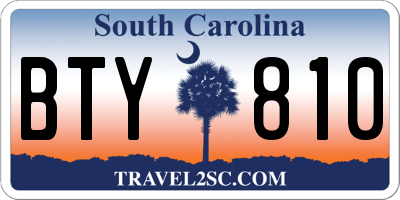 SC license plate BTY810