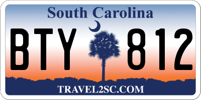 SC license plate BTY812