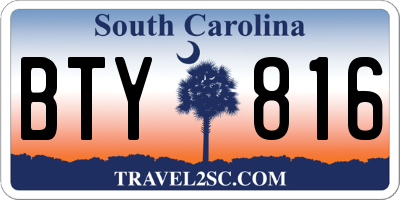 SC license plate BTY816