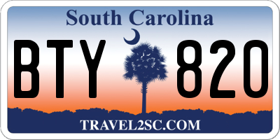 SC license plate BTY820