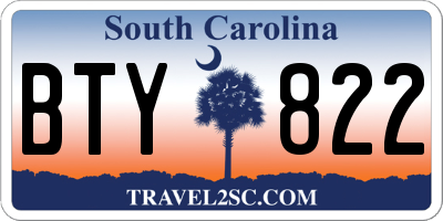 SC license plate BTY822