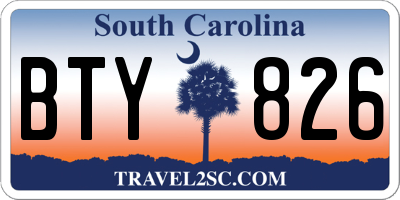 SC license plate BTY826