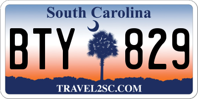 SC license plate BTY829