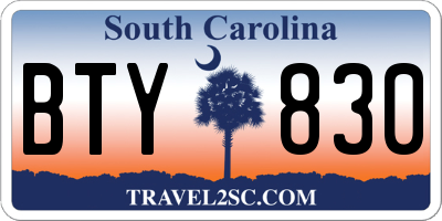 SC license plate BTY830