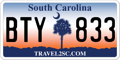 SC license plate BTY833