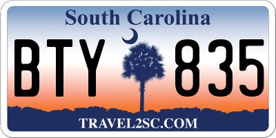 SC license plate BTY835